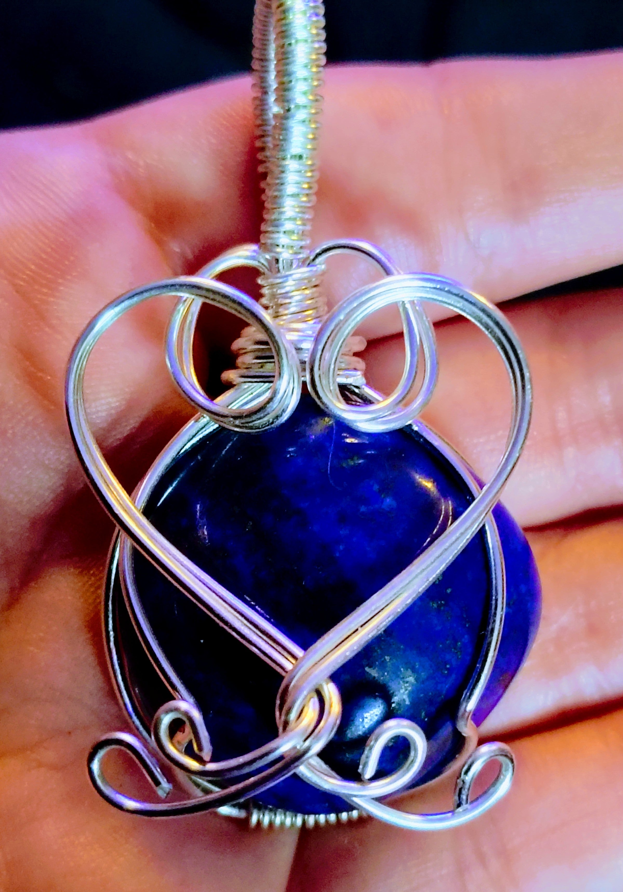 Silver Lapis Heart Pendant