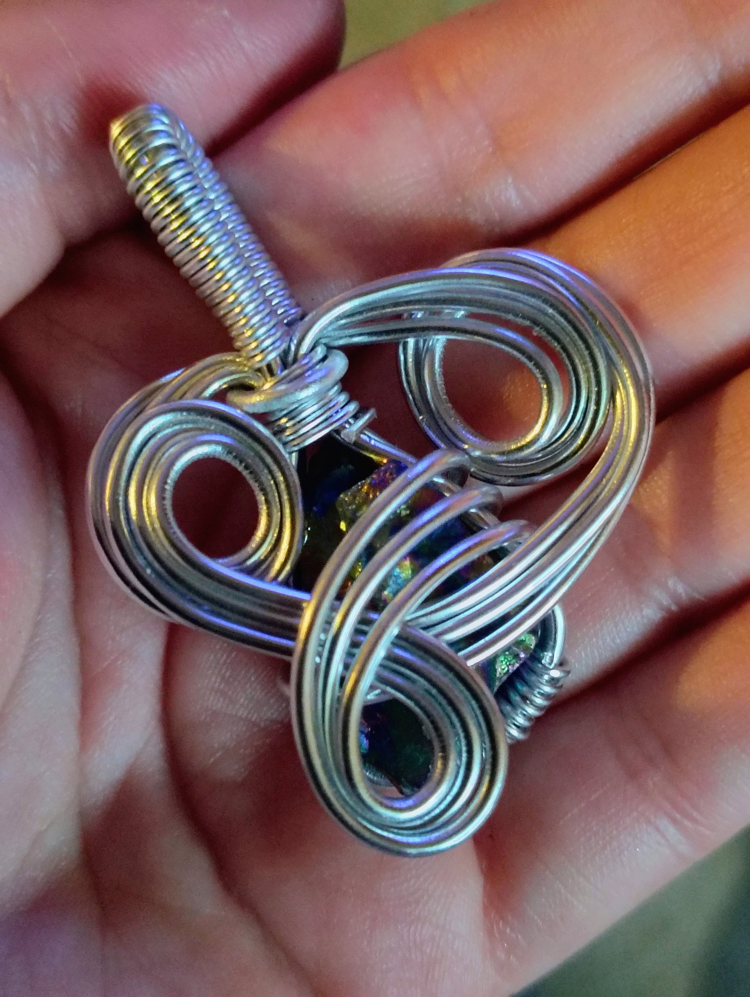 Wire Wrapped Hematite Pendant